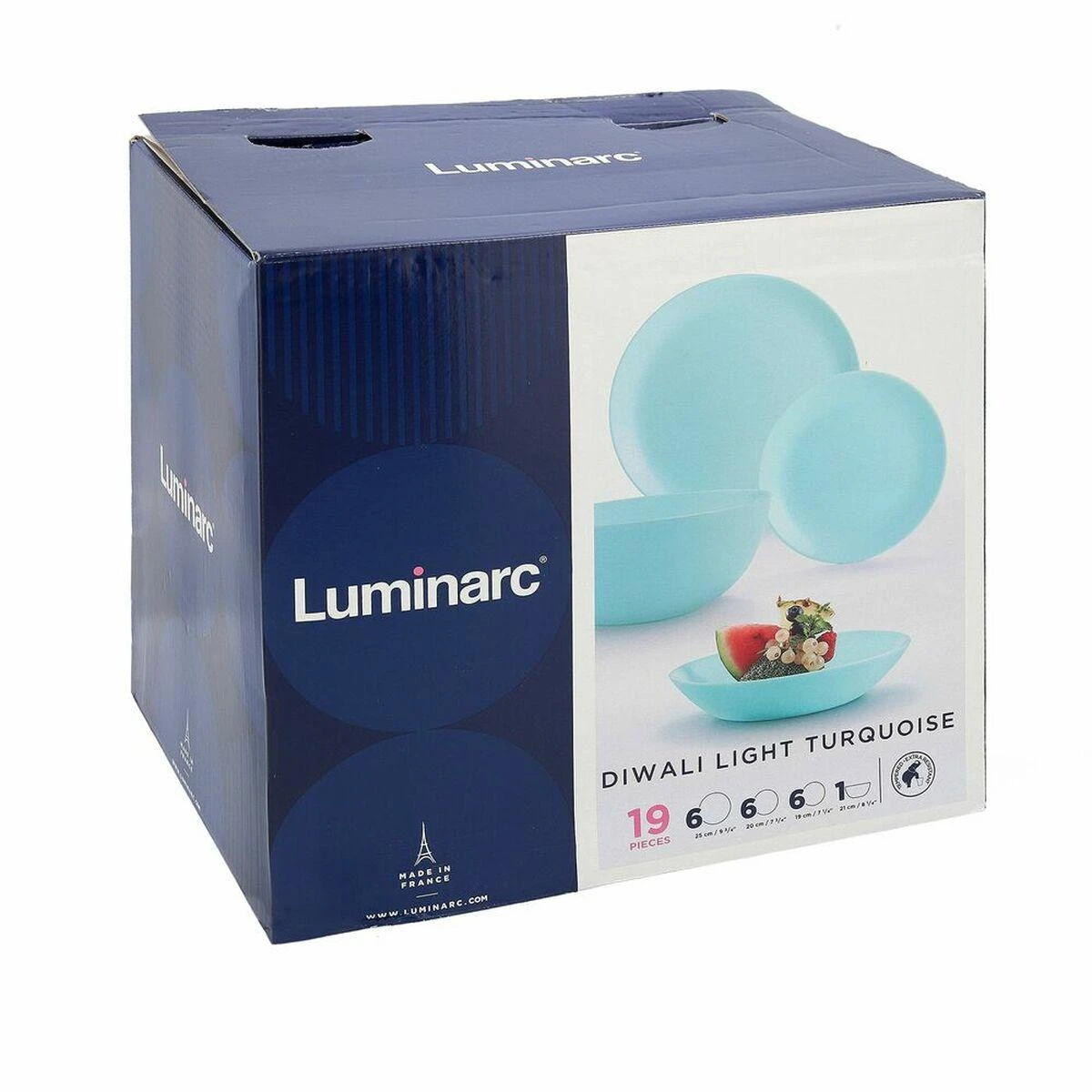 Vakarienės rinkinys 6 žmonėms Diwali Light Turquoise 19 dalių LUMINARC