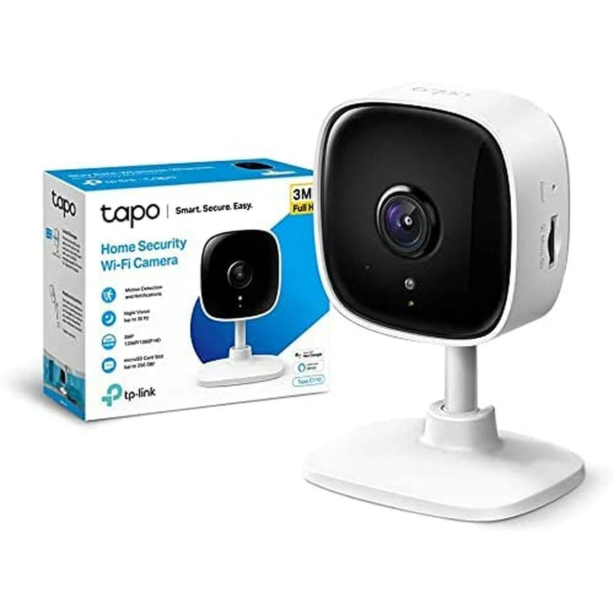 TP-LINK | Namų apsauga Wi-Fi kamera | Tapo C110 | Kubas | 3 MP | 3,3 mm/F/2,0 | Privatumo režimas, garso ir šviesos signalizacija, judesio aptikimas ir pranešimai, patobulintas naktinis matymas | H.264 | Micro SD, maks. 256 GB