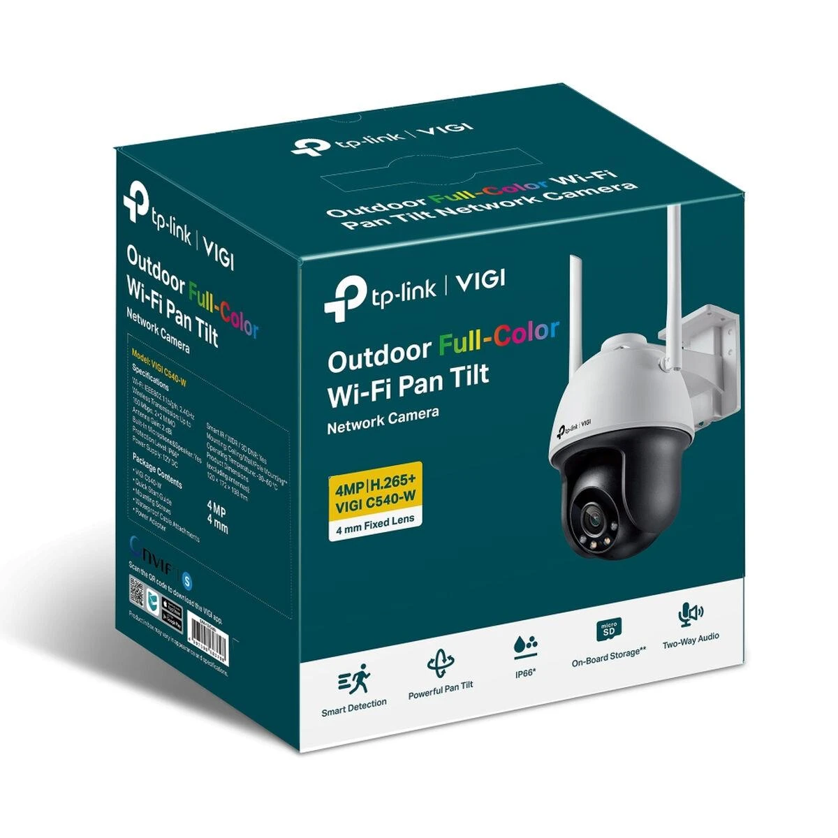 TP-LINK | VIGI 4MP lauko visų spalvų Wi-Fi Pan Tilt tinklo kamera | VIGI C540-W | Kupolas | 4 MP | 4 mm | IP66 | H.265+/H.265/H.264+/H.264 | MicroSD
