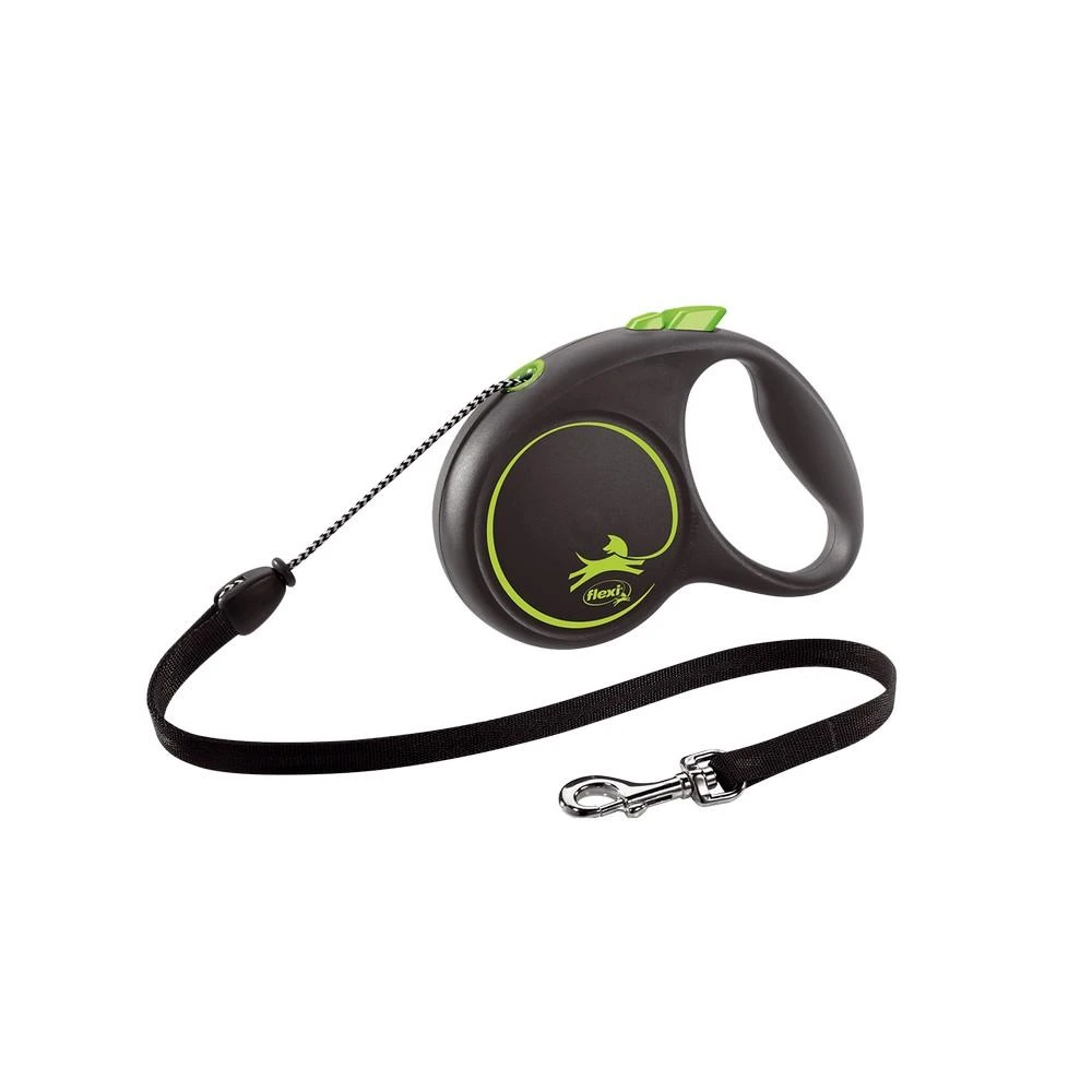 Flexi Black Design XS pavadėlis šunims iki 8kg virvinis 3m žalios spalvos