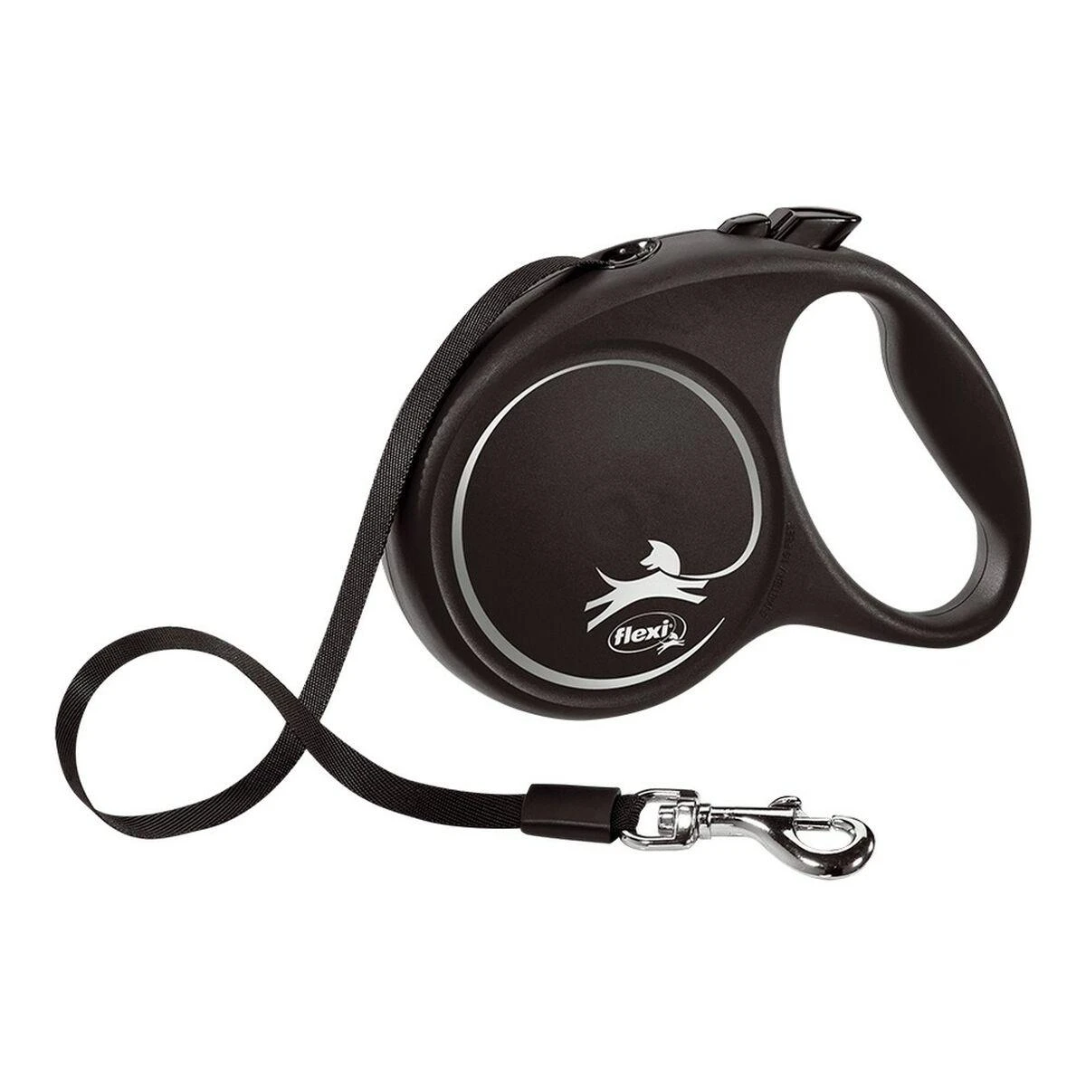 Flexi Black Design S pavadėlis šunims iki 15kg juostinis 5m juodos spalvos