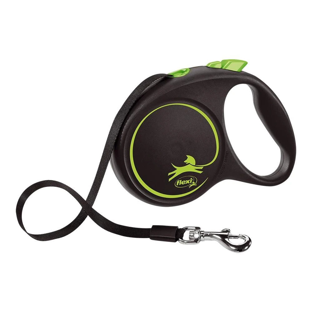 Trixie Pavadėlis Flexi New Juodas DESIGN, su juosta, S 5 m, žalias