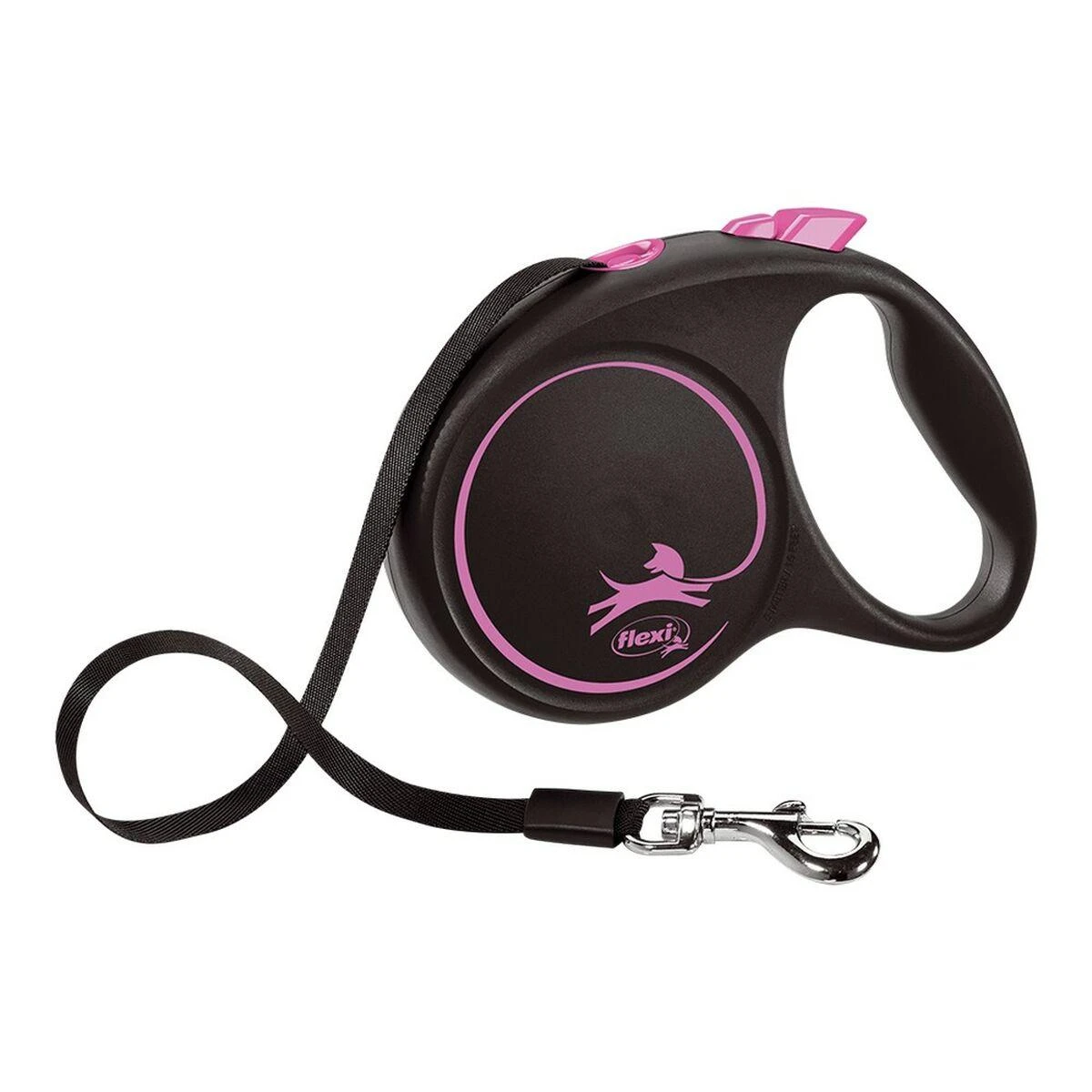 Flexi Black Design M pavadėlis šunims iki 25kg juostinis 5m rožinės spalvos