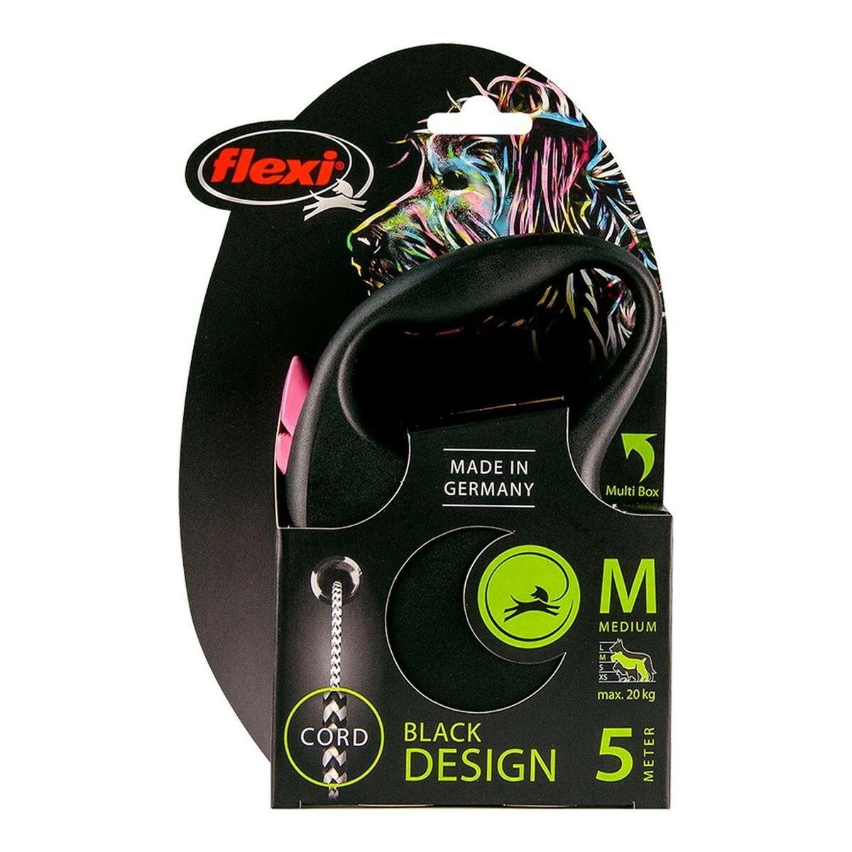 Trixie Flexi Juodas Design M pavadėlis šunims iki 20kg virvinis 5m rožinės spalvos