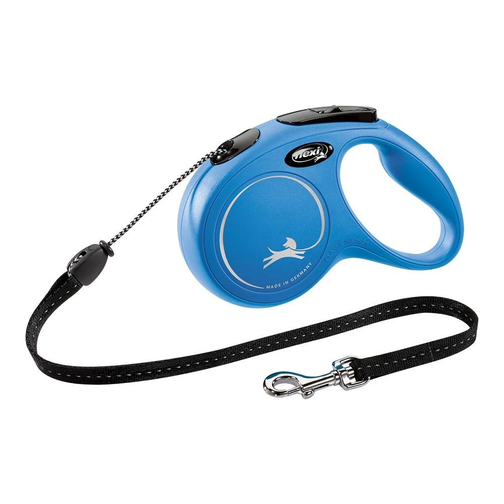 Flexi New Classic XS pavadėlis šunims iki 8kg virvinis 3m mėlynos spalvos