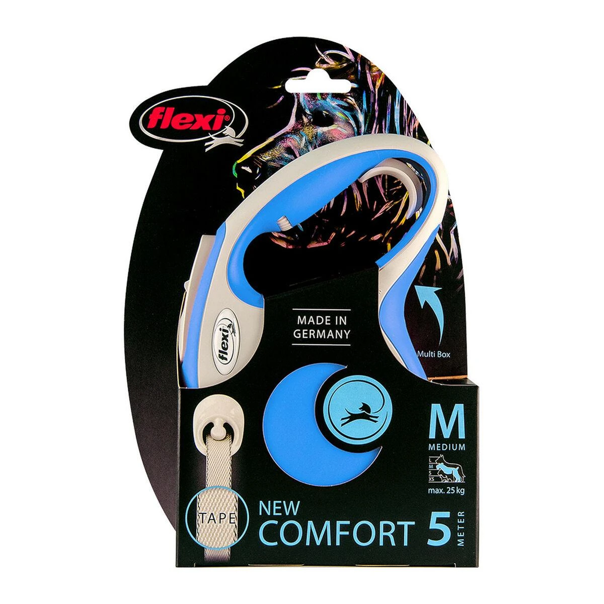 Flexi New Comfort S pavadėlis šunims iki 15kg juostinis 5m mėlynos spalvos