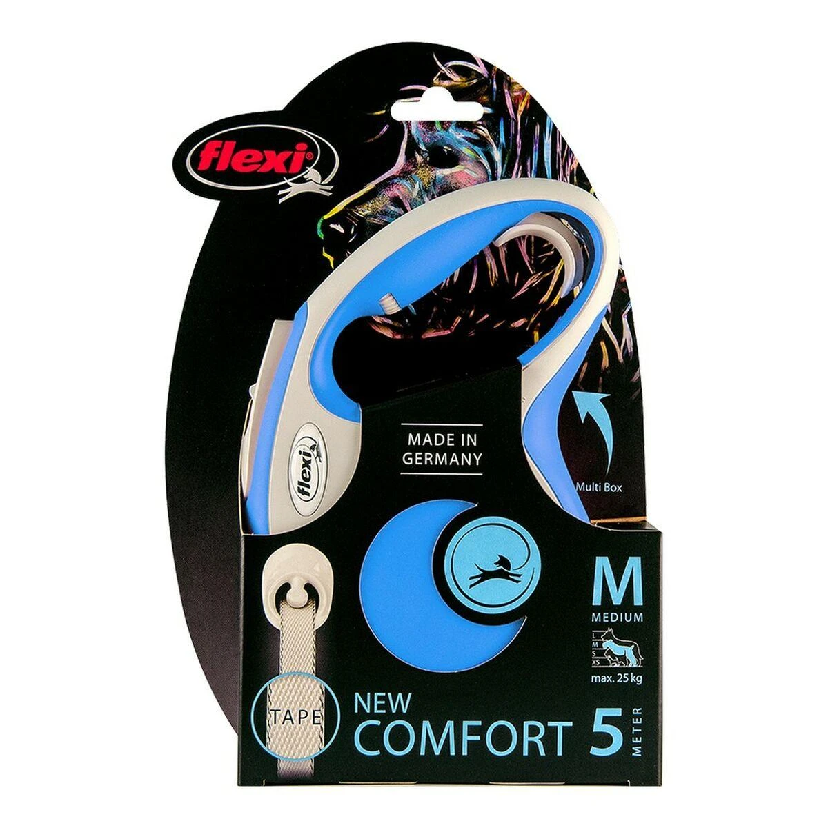 Flexi New Comfort XS pavadėlis šunims iki 12kg juostinis 3m mėlynos spalvos