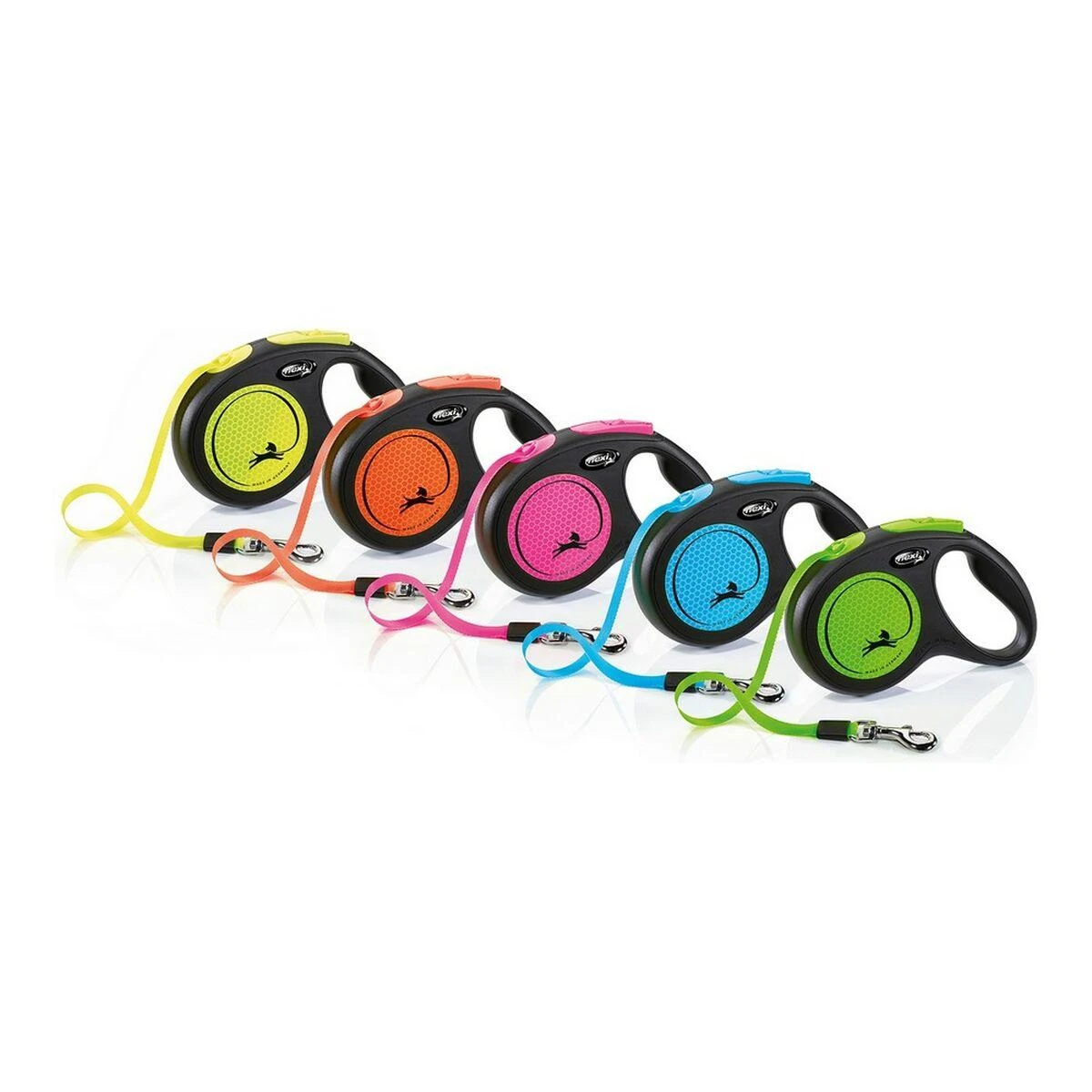 Flexi New Neon S pavadėlis šunims iki 15kg juostinis 5m žalios spalvos