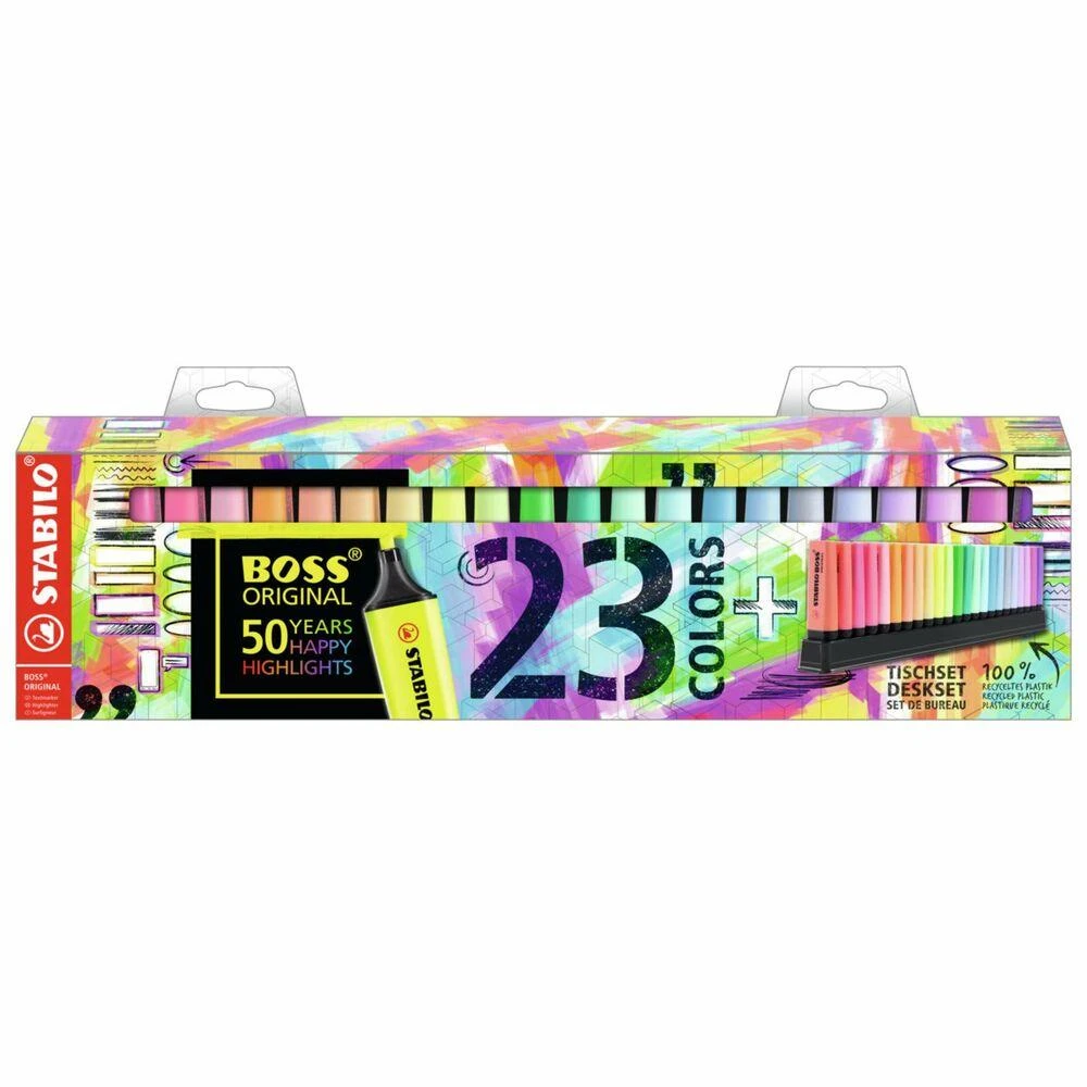 STABILO HIGHLIGHTER STABILO BOSS ORIGINALUS 23 SPALVŲ RINKINYS DĖKLĖJE