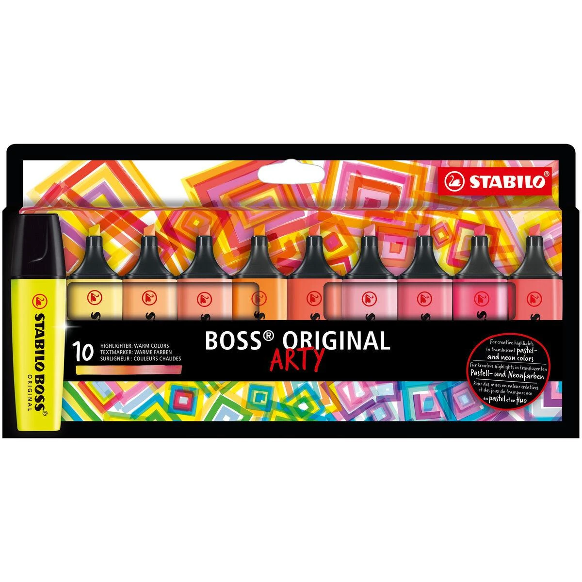 Stabilo Boss Original Arty highlighter 10 šiltų spalvų