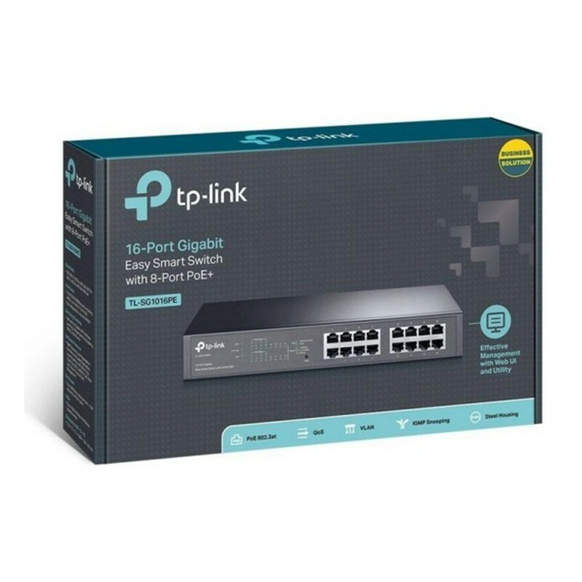 Šakotuvas TP-LINK komutatorius TL-SG1016PE, valdomas žiniatinklyje, montuojamas į stelažą, 1 Gbps (RJ-45) jungčių kiekis: 16, PoE+ jungčių kiekis: 8