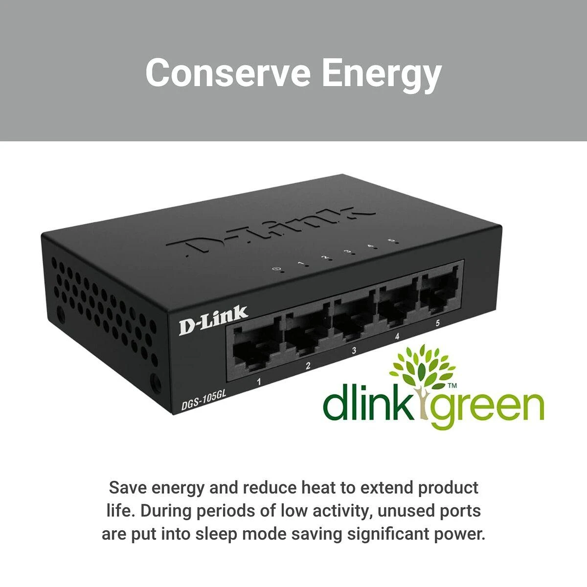 Šakotuvas D-Link DGS-105GL 5-Port Unmanaged Gigabit Switch