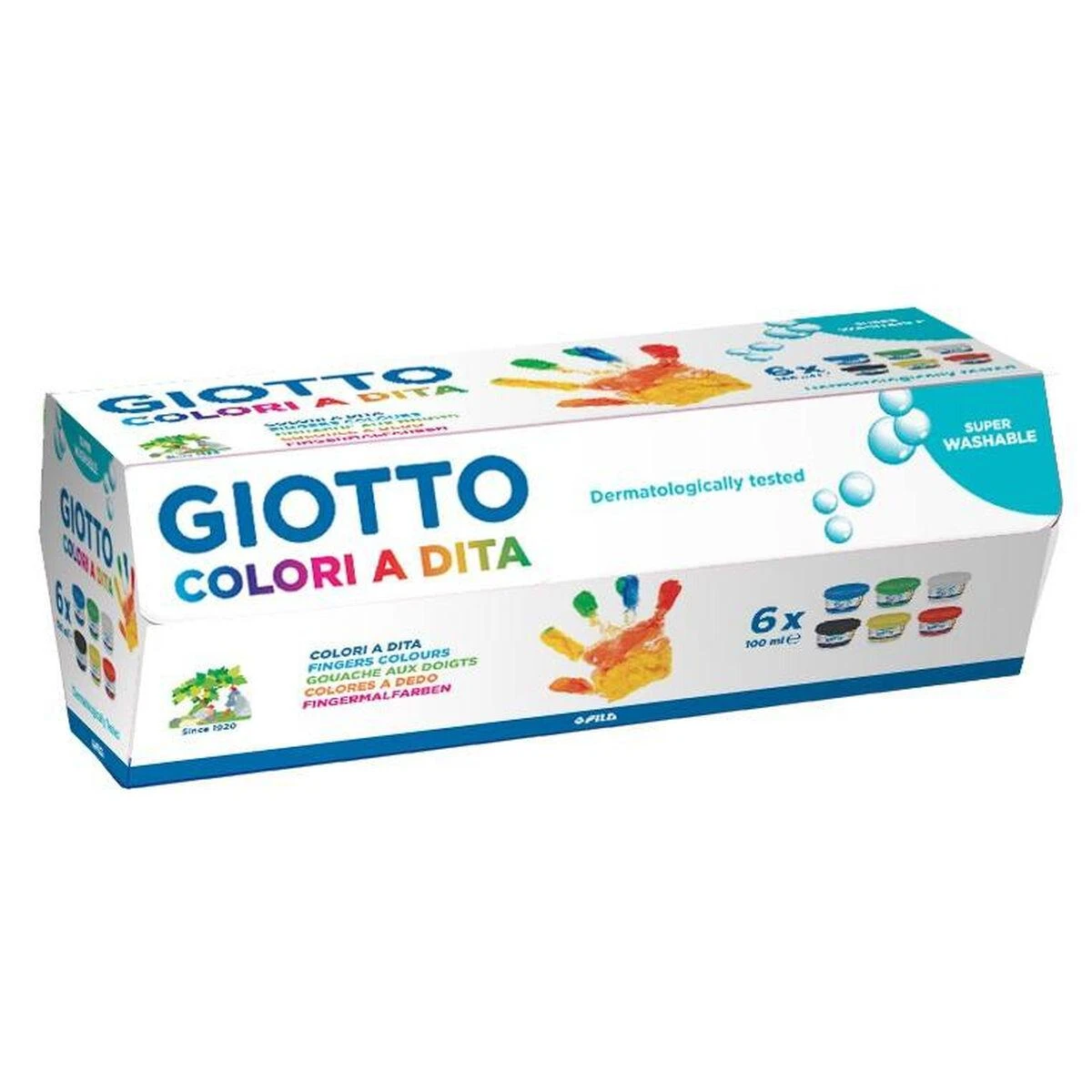 Giotto pirštų dažų rinkinys, 6 indelių pakuotė