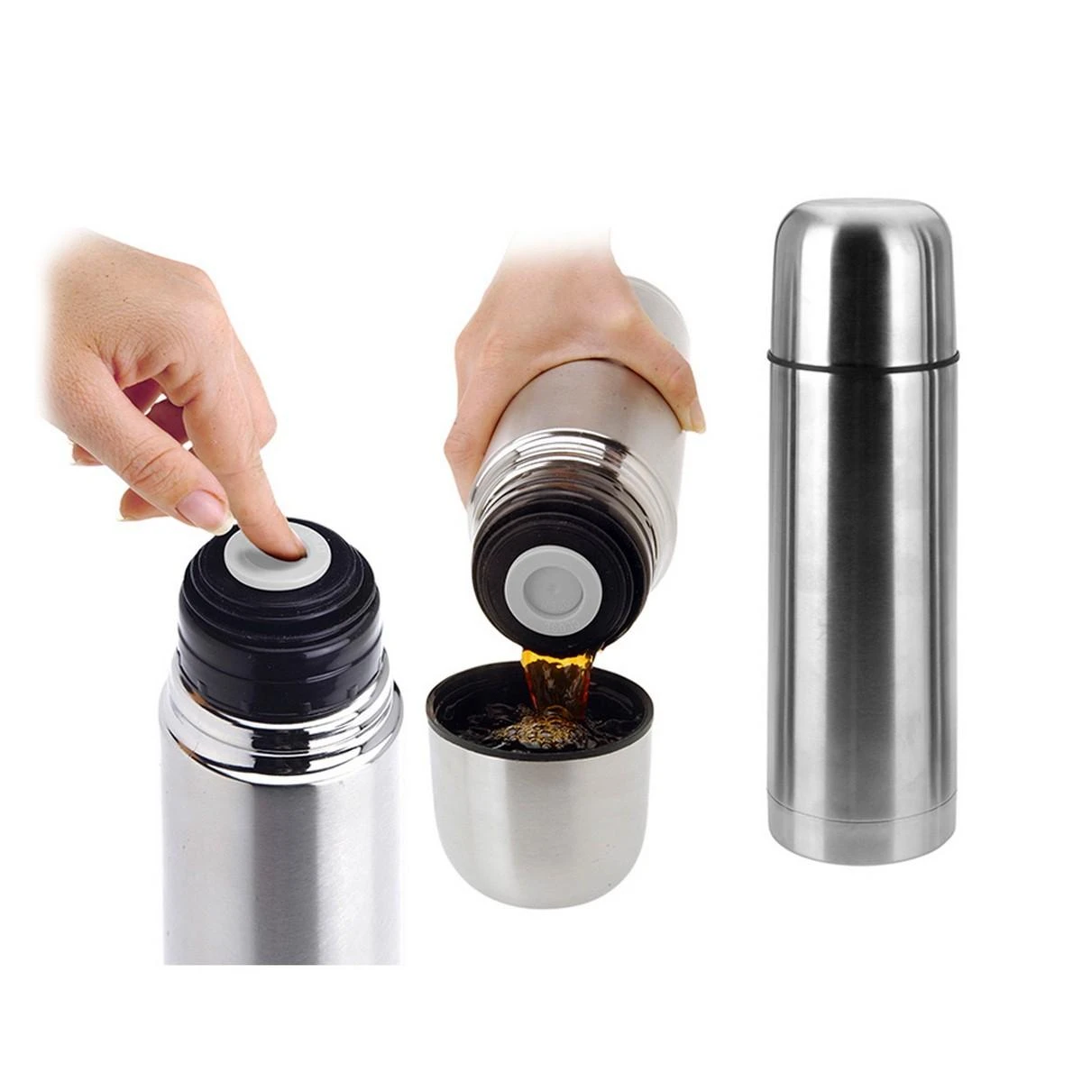 Excellent Houseware Kelioninis termosas 750 ml sidabrinis