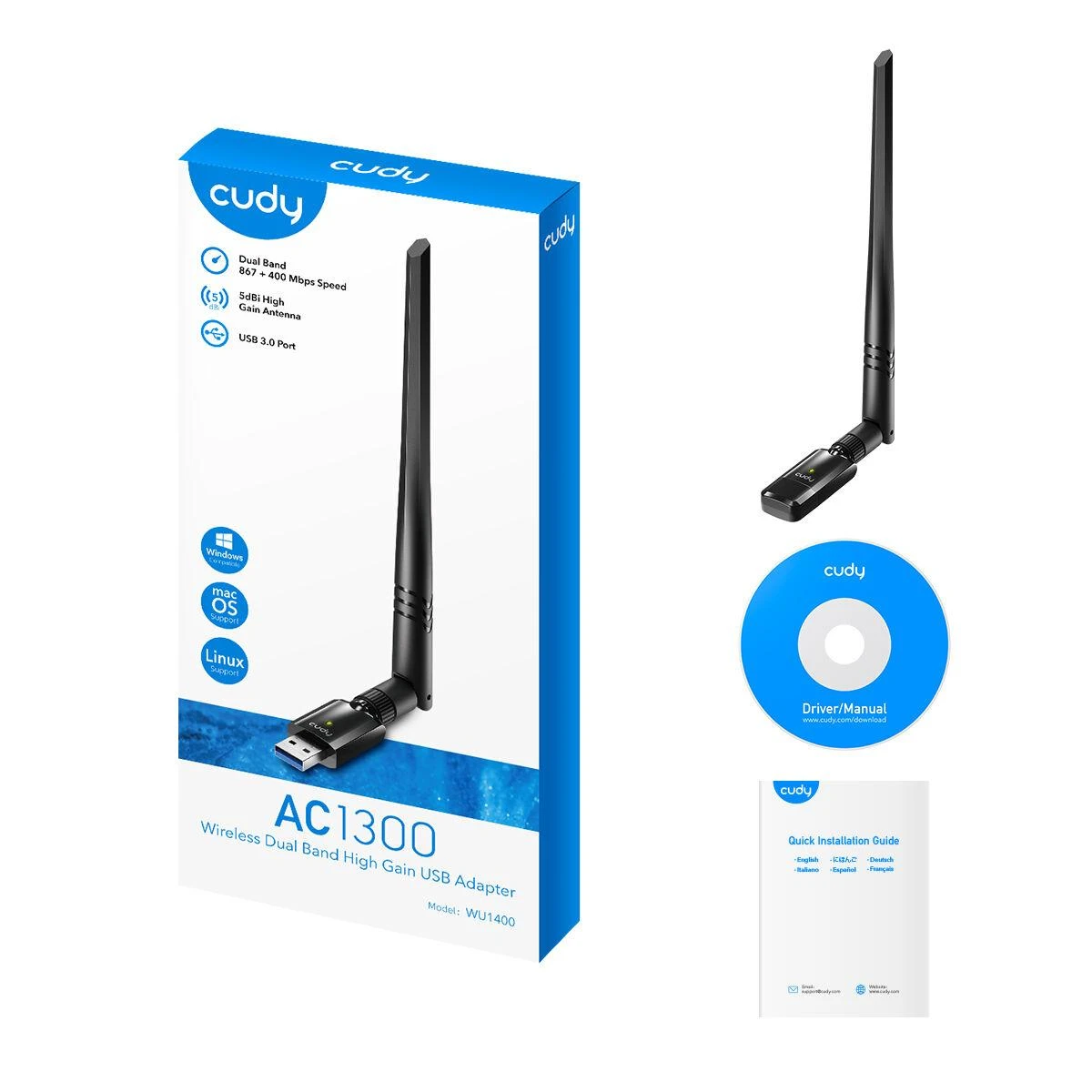 Belaidė Tinklo Plokštė - Cudy WU1400 867 Mbit/s