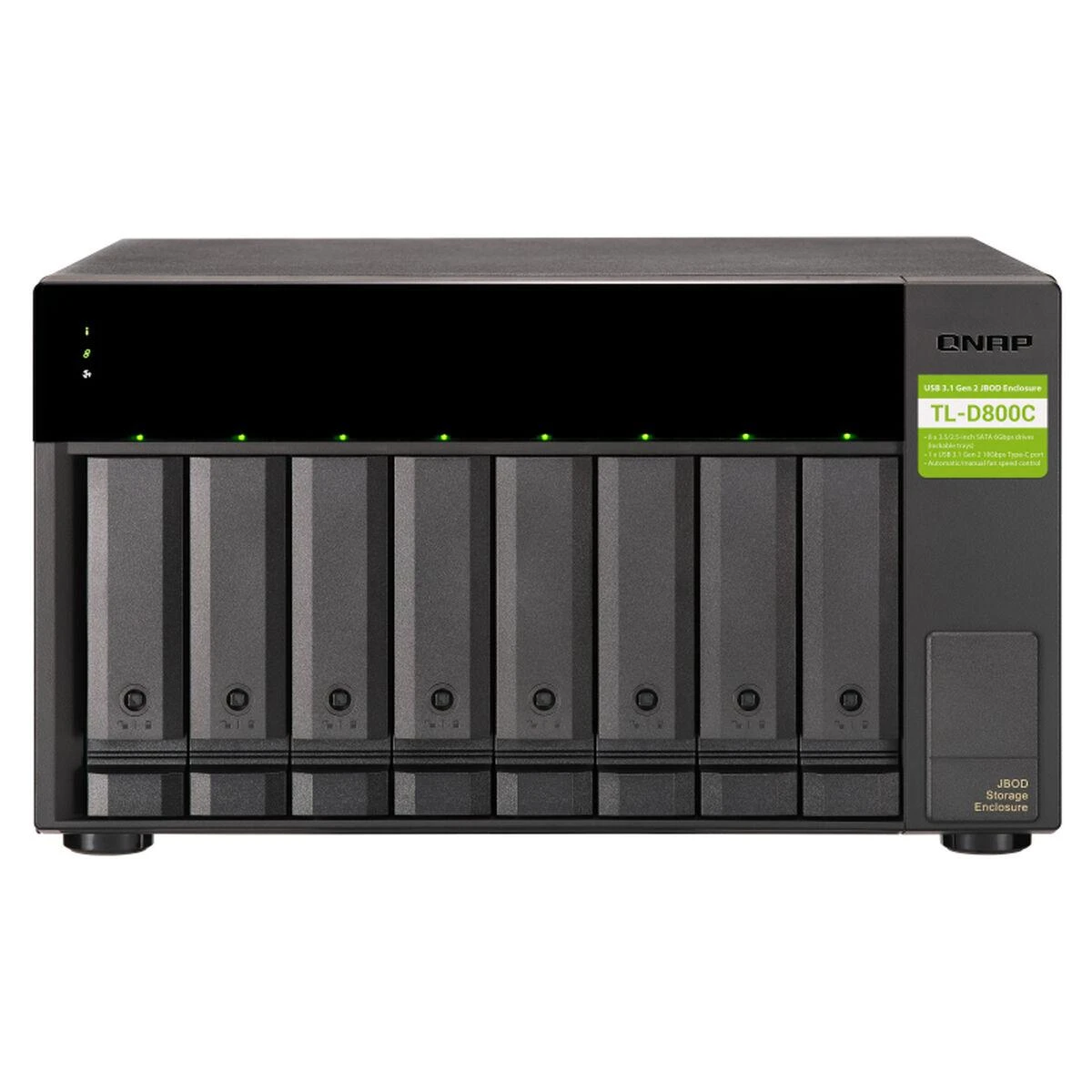 Serveris QNAP TL-D800C saugojimo diskų korpusas 2.5/3.5" HDD / SSD aptvaras Juoda, Pilka
