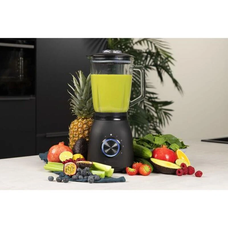 Princess stacionarus blenderis, 1000 W, 1,5 l stiklinis ąsotis, 4 greičiai, juodas, nerūdijantis plienas