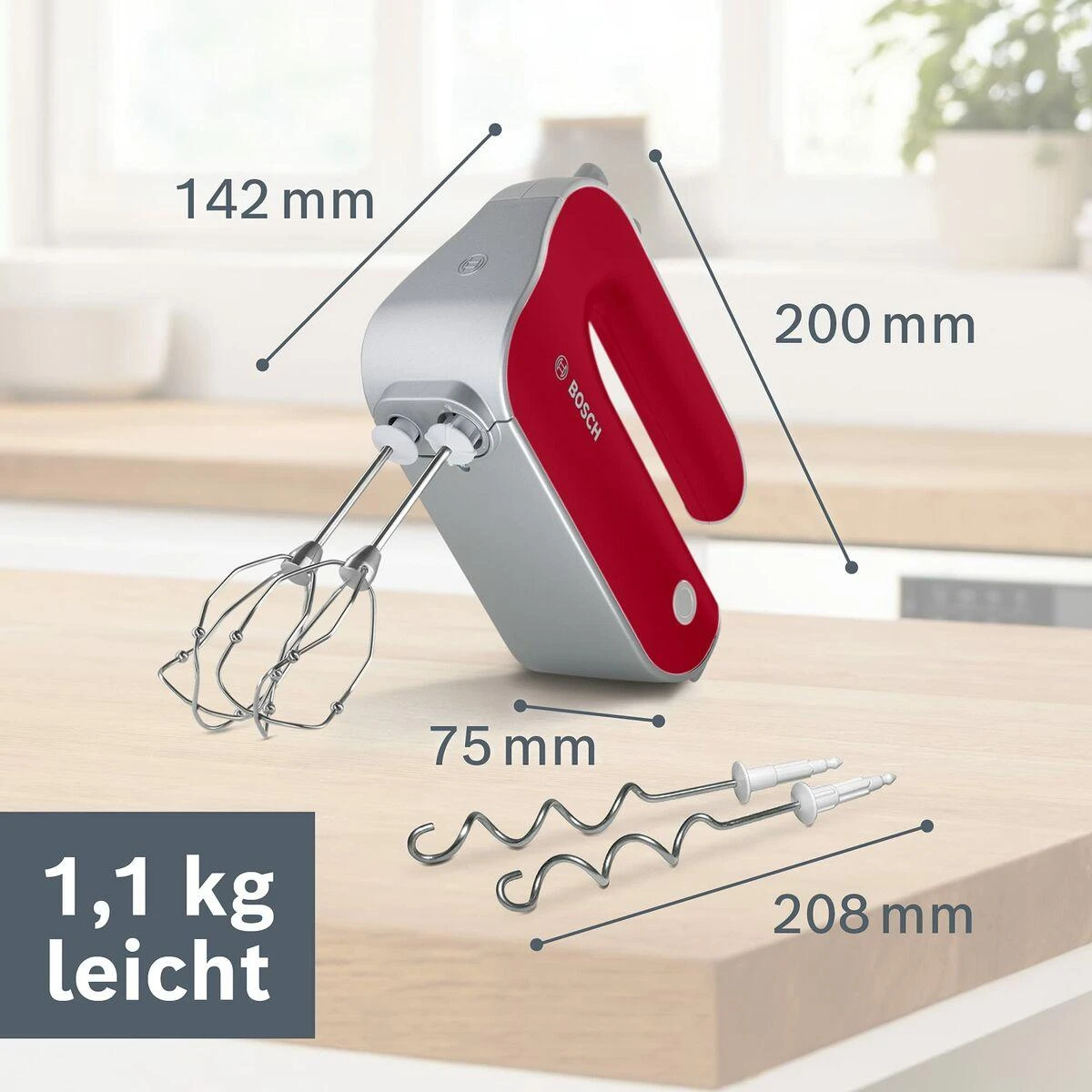 Bosch | Mixer | Styline MFQ40303 | Hand Mixer | 500 W | Greičių skaičius 5 | Turbo mode | Raudona