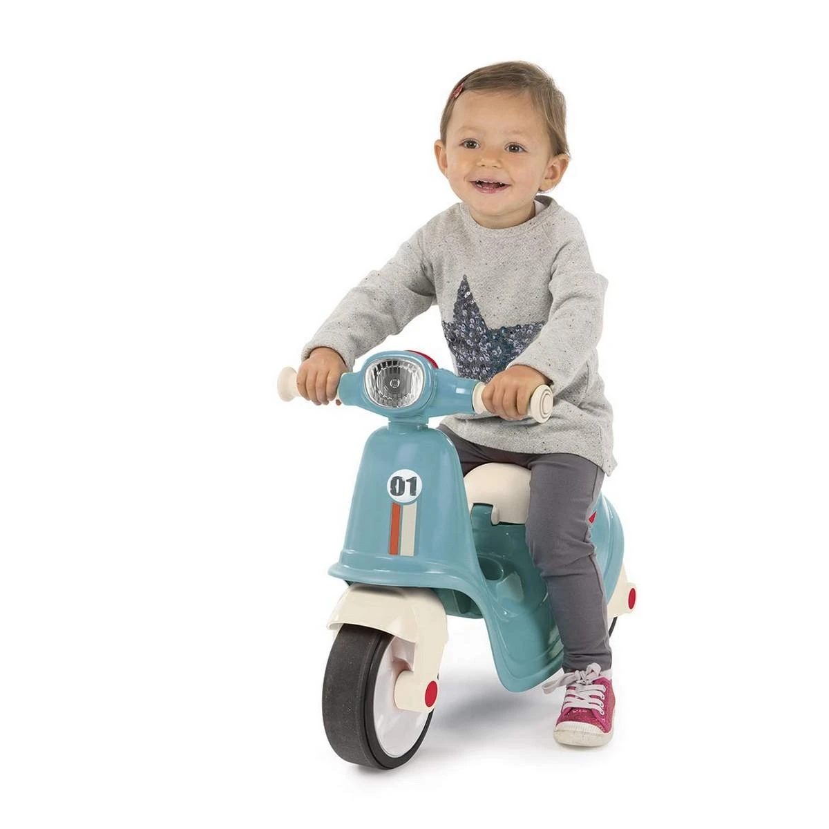 Smoby mėlynas retro paspirtukas–važinėtukas vaikams