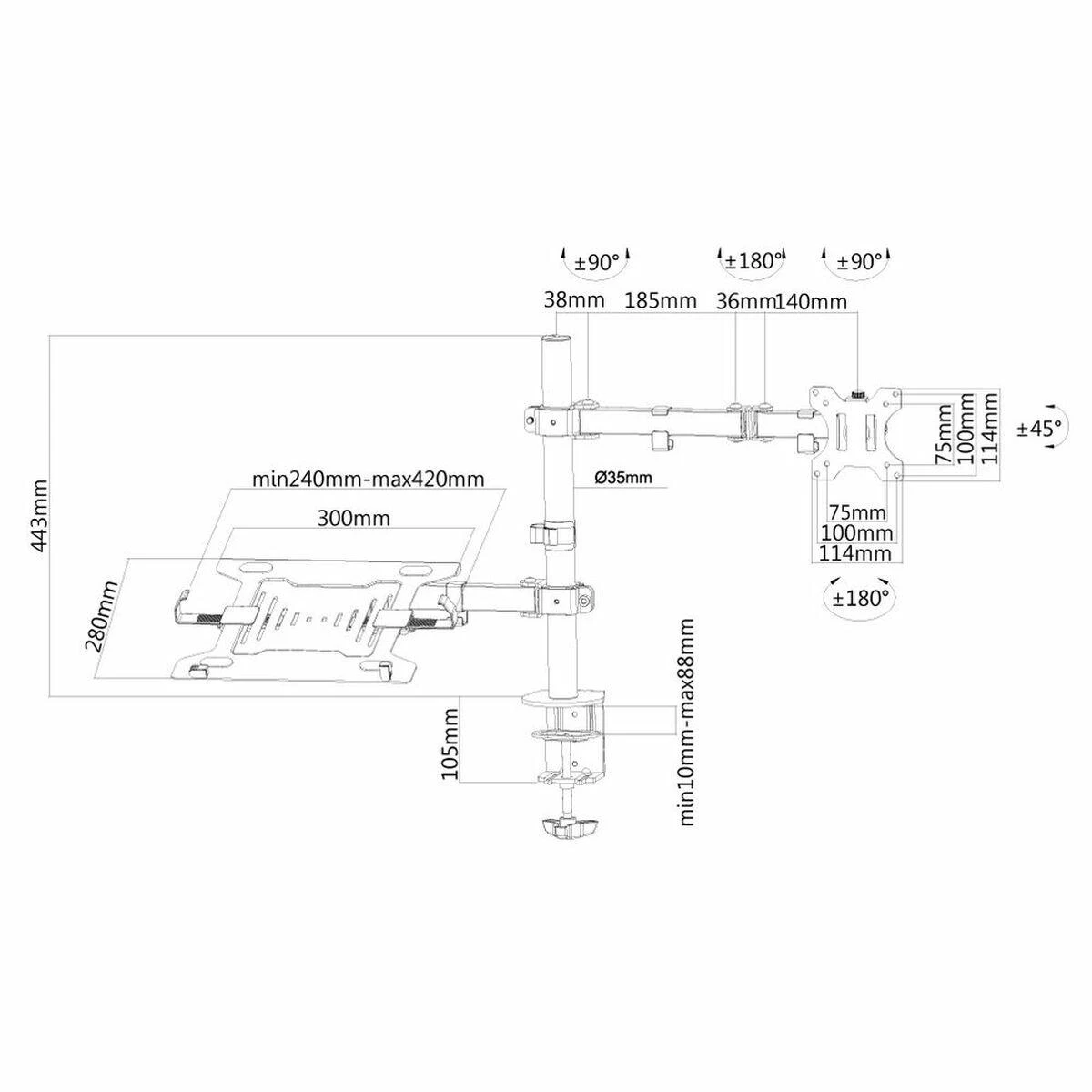 Laikiklis Newstar FPMA-D550NOTEBOOK monitoriams ir nešiojamiems kompiuteriams