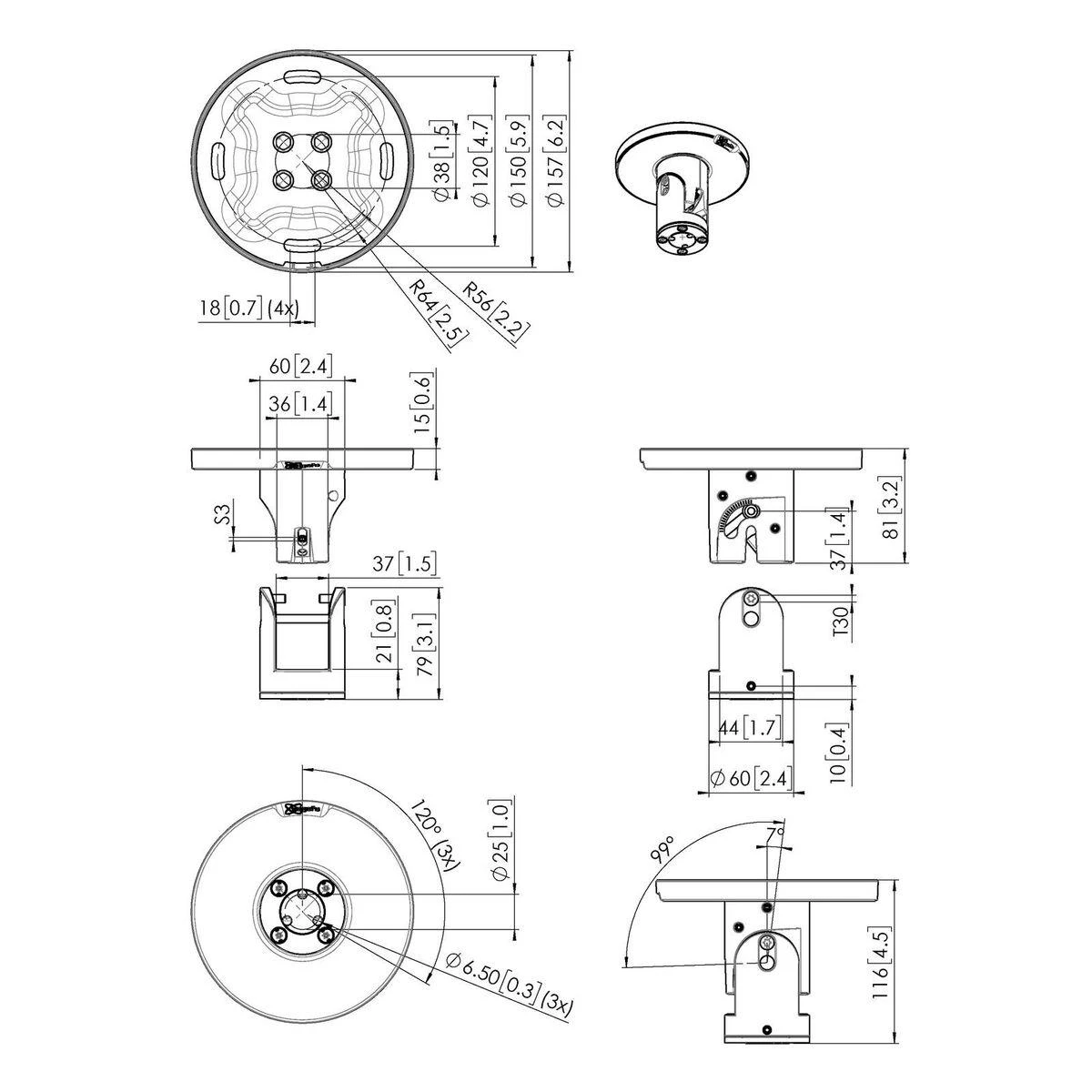Laikiklis Vogels PUC1045 Ceiling plate turn and tilt | Vogels