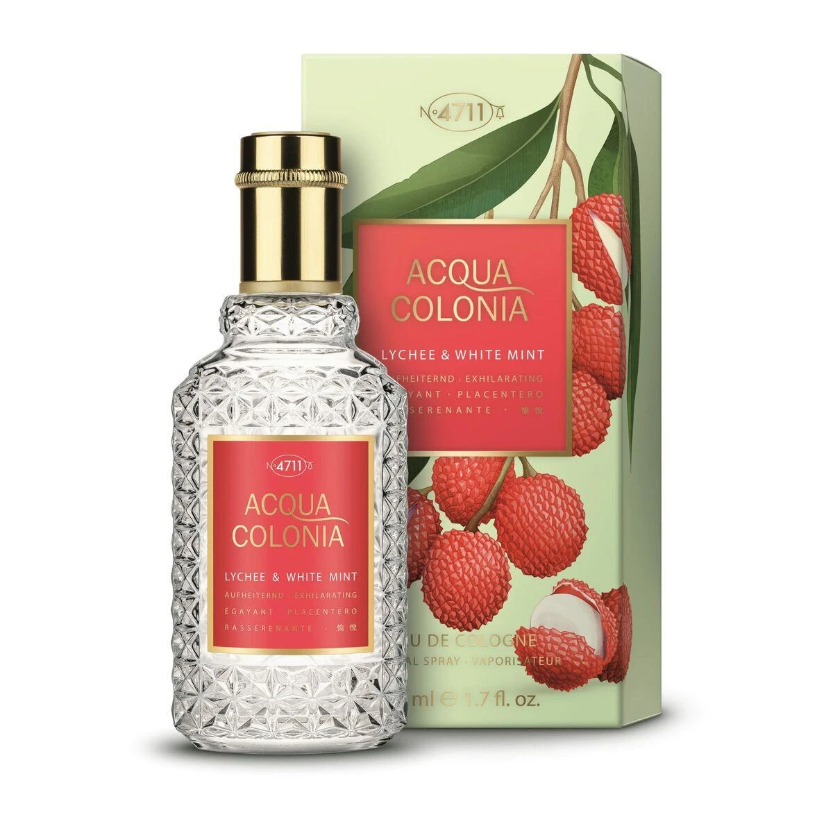 Odekolonas 4711 Acqua Colonia Lychee - Baltas Mint Eau De Cologne Purškiklis 50ml
