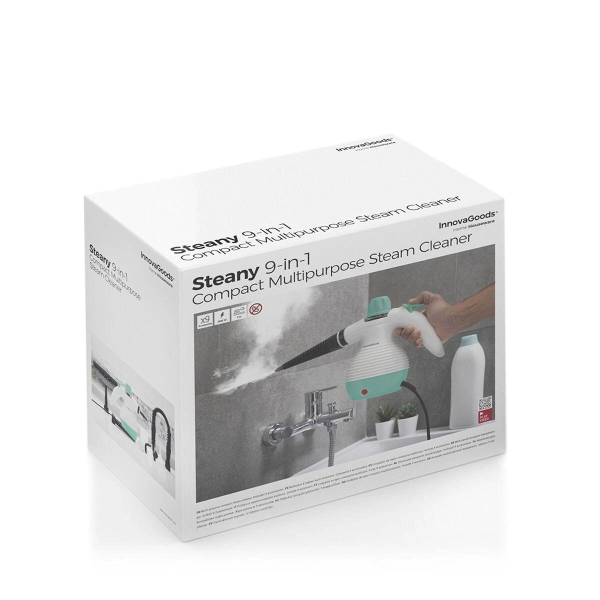 Garų valytuvas Universalus „9 viename“ rakinis garintuvas su priedais INNOVAGOODS STEANY 0,35 L 3 bar1000W