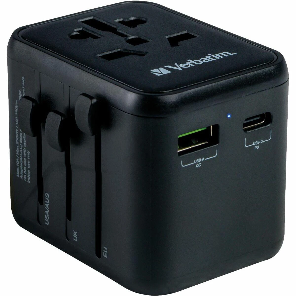 Verbatim Adapteris kelioninis EU/UK/US 2xUSB-A UTA-01 juodos spalvos 49543