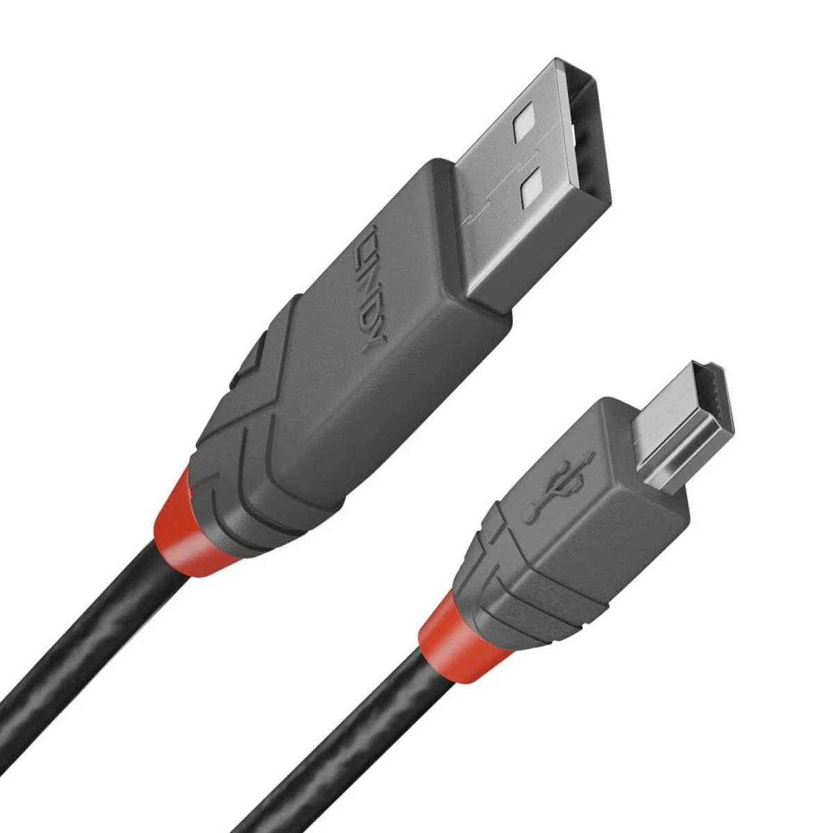 USB Kabelis - LINDY Anthra Line USB 2.0 Type A į Mini-B Laidas, M/M, 480Mbps, 0.5 m, Juodas