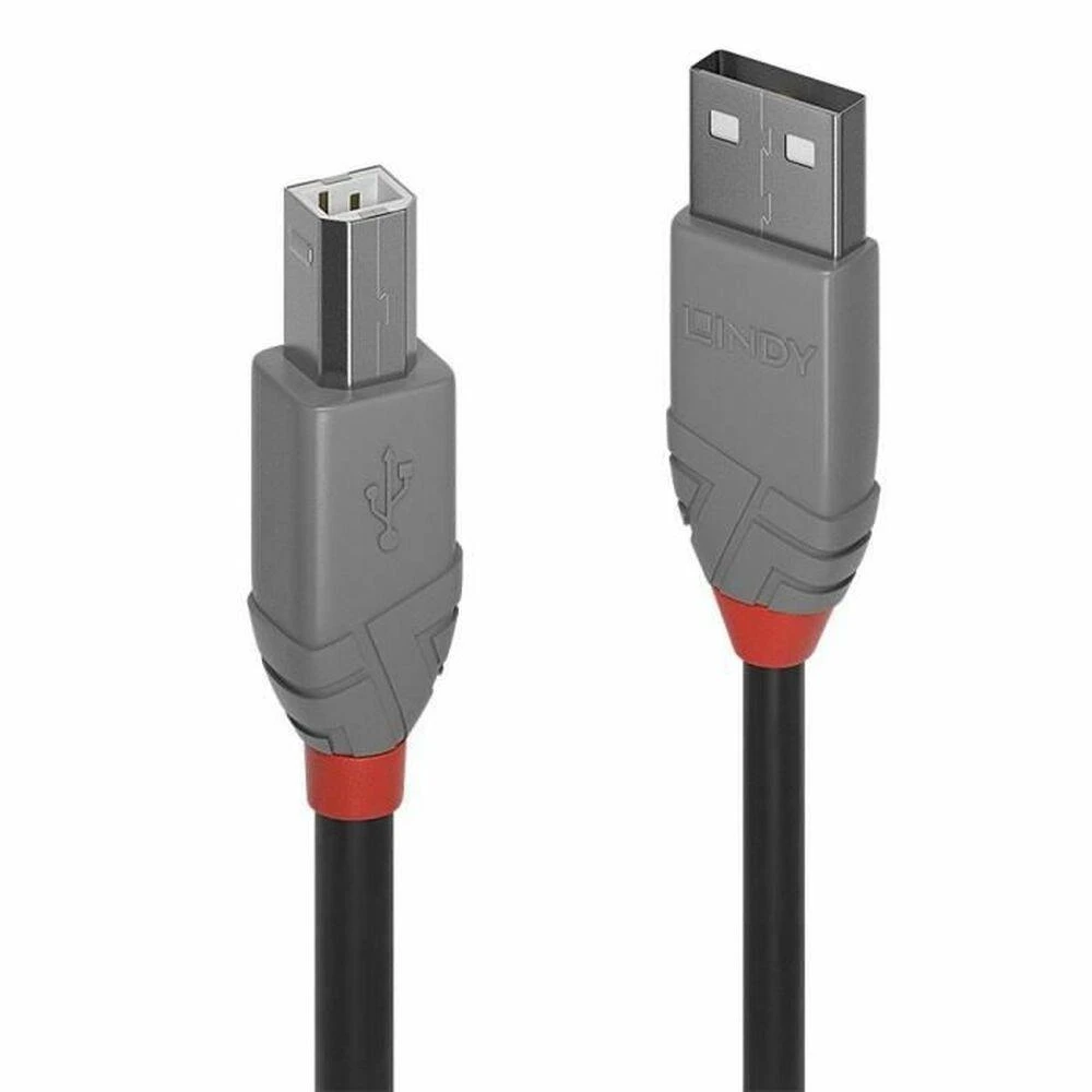 USB Kabelis - LINDY Anthra Line USB 2.0 Type A į B Laidas, 3 m, Juodas