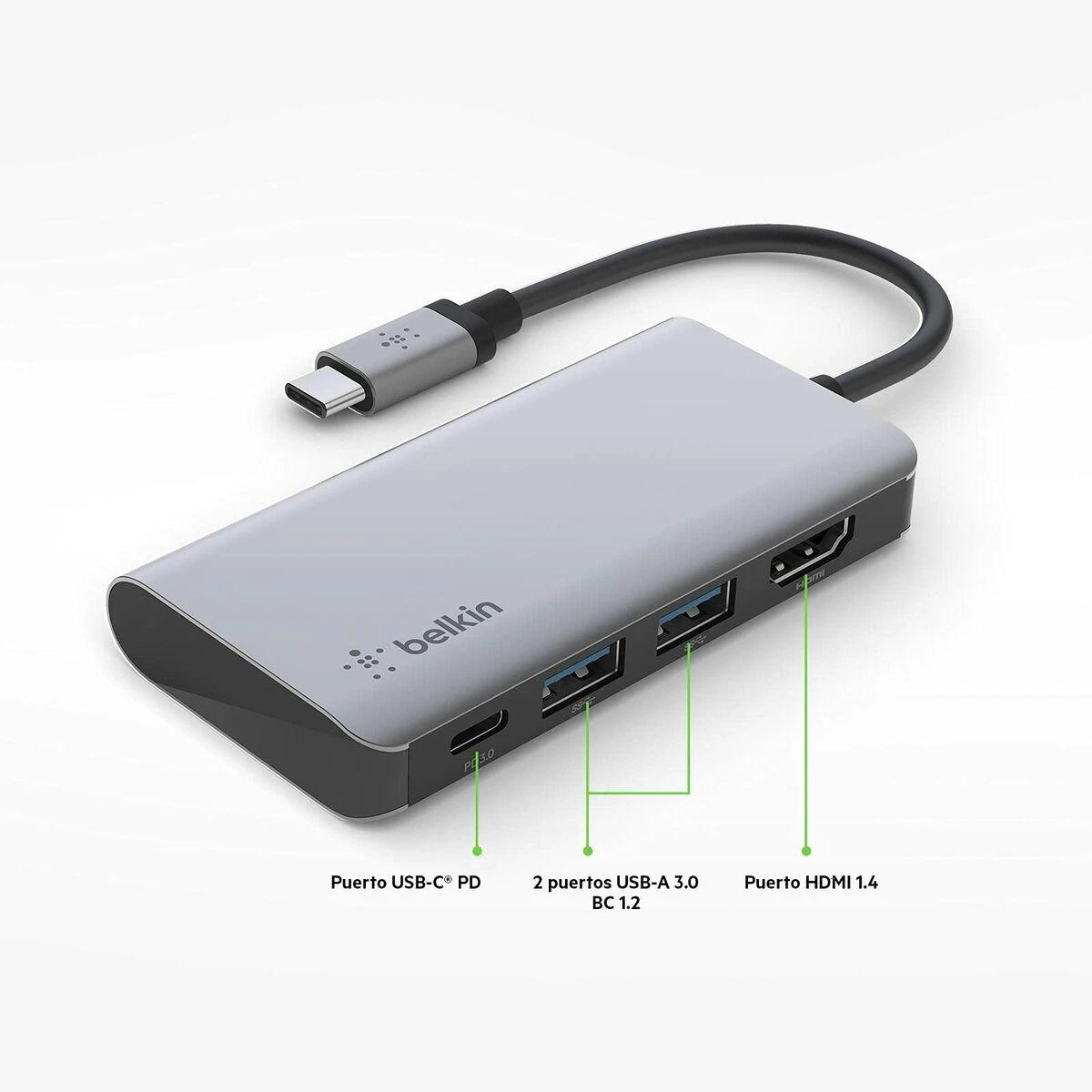 Belkin AVC006btSGY USB 3.2 Gen 1 (3.1 Gen 1) Type-C Sidabrinis