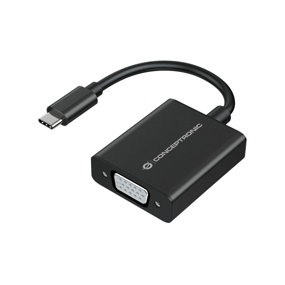 Juodas USB-C į VGA vaizdo adapteris
