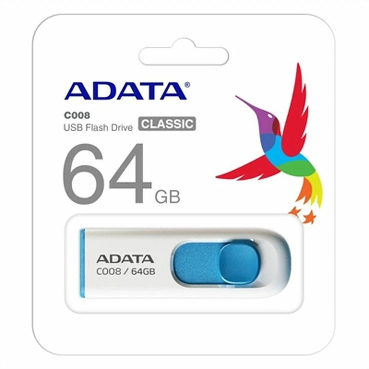 Ištraukiamas atmintukas Adata C008 64GB Baltas/Mėlynas