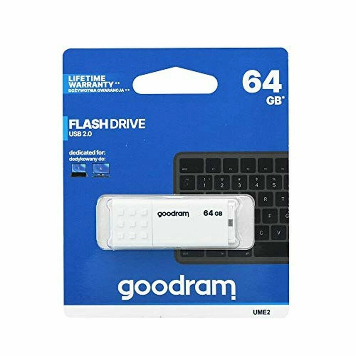 Pendrive GOODRAM UME2-0640W0R11 GOODRAM atmintis USB UME2 64GB USB 2.0 Baltas