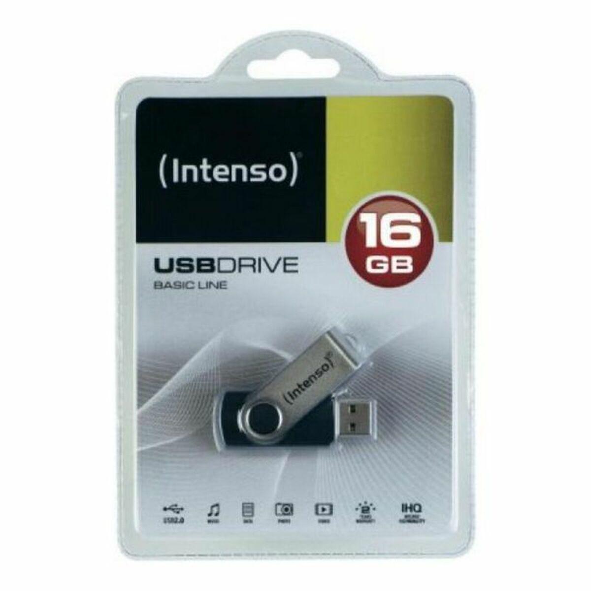 STICK 32GB USB 2.0 Intenso Basic Line juoda/sidabrinė