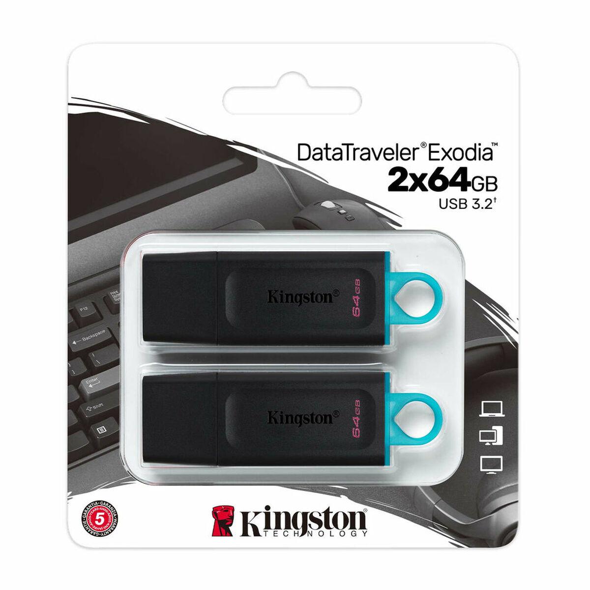 Kingston 64GB DT EXODIA USB3.2 GEN 1/(Juodas + TEAL) 2 PIECES