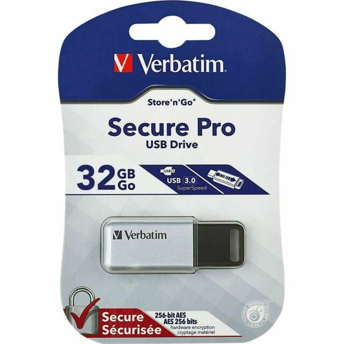 Pendrive Verbatim Secure Pro 32GB USB 3.2 Gen 1 sidabrinė 98665