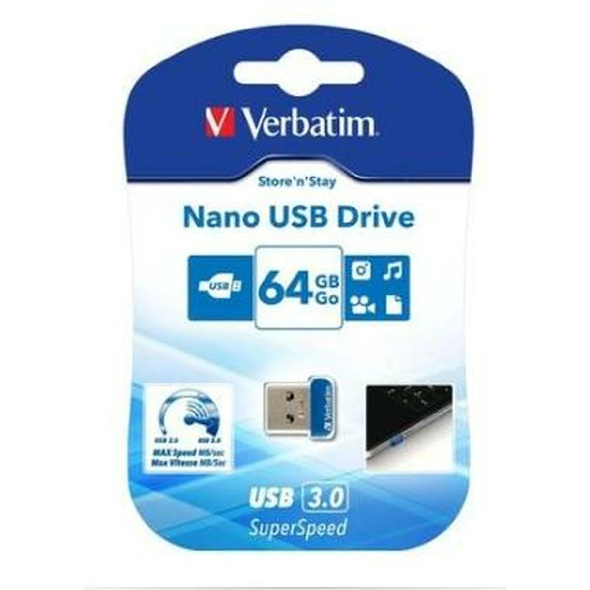 Verbatim Pendrive 64GB USB-A 3.2 NANO mėlynos spalvos 98711