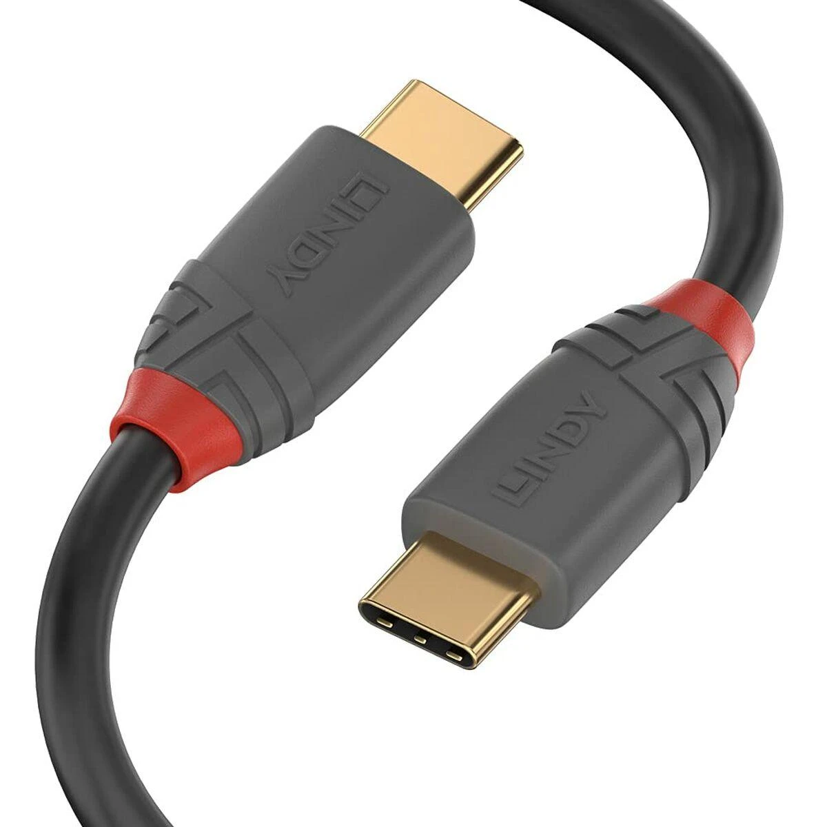 USB Kabelis - LINDY Anthra Line USB 2.0 Type C Laidas M/M, 60W PD, 3 m, Juodas
