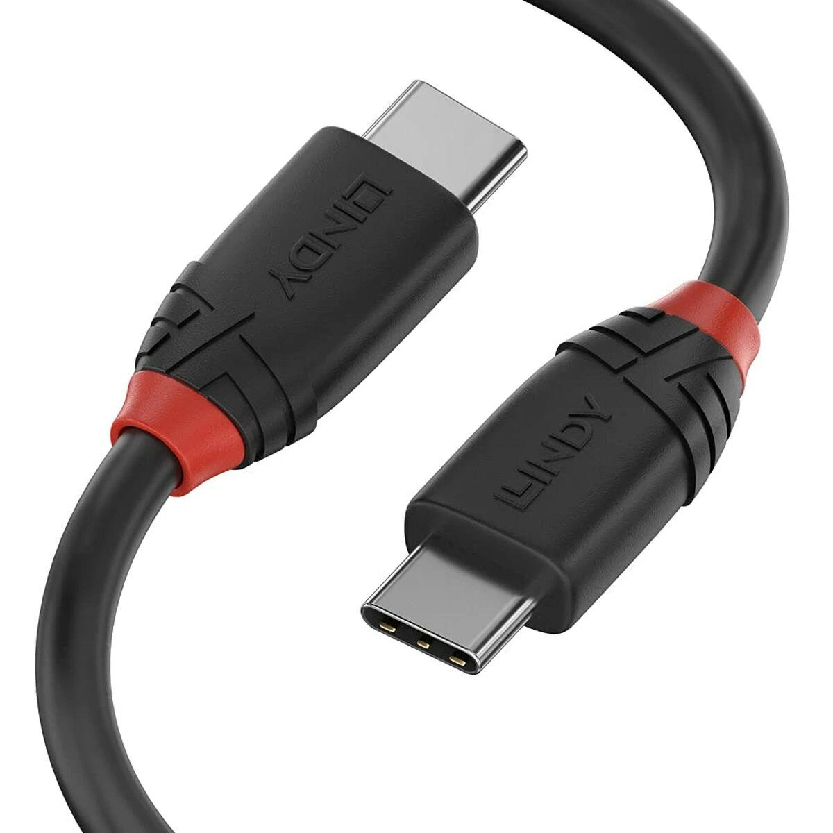 USB Kabelis - LINDY Juodas Line USB 3.2 Type C Laidas M/M, 20Gbps, 60W PD, 1 m, Juodas