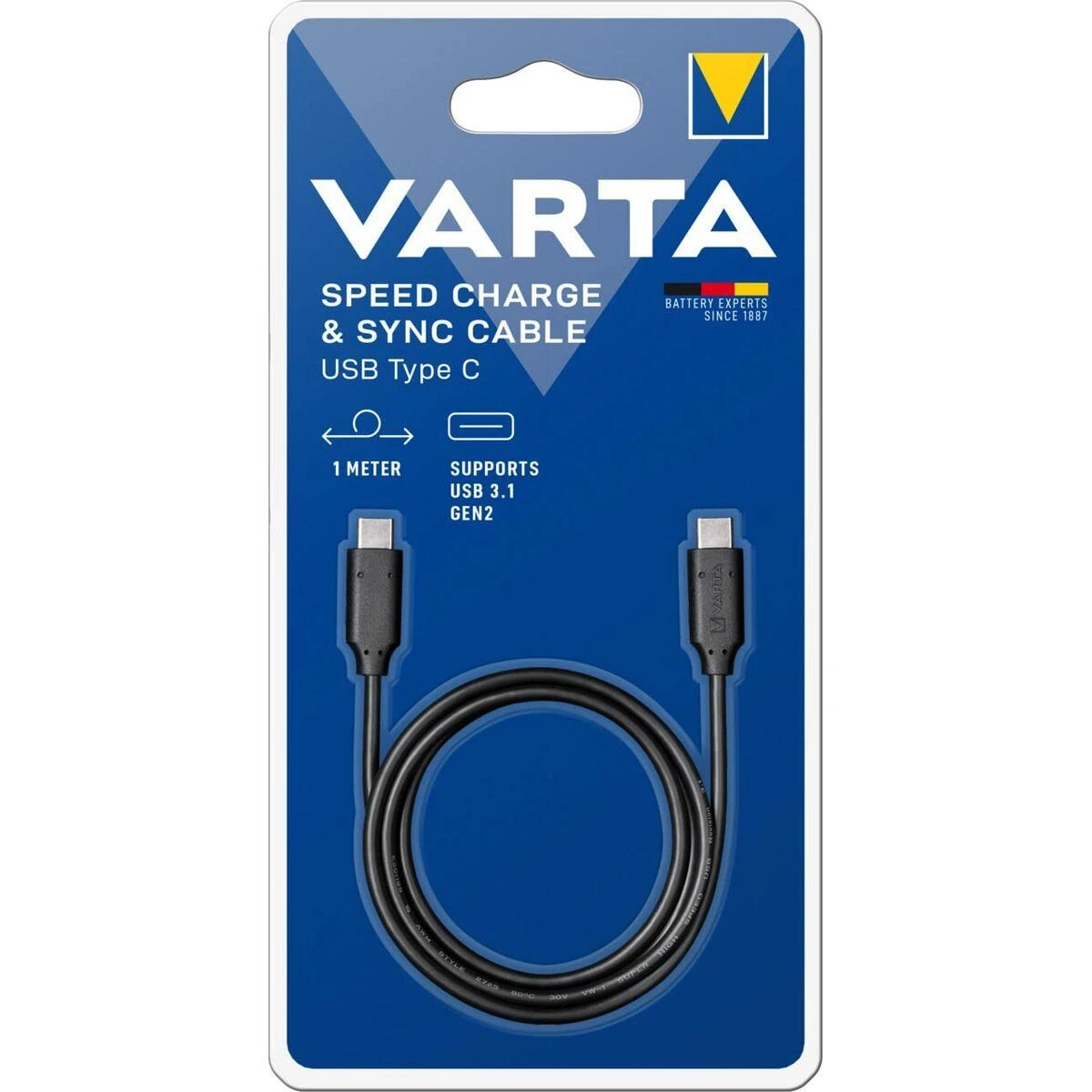 Varta 57947 USB kabelis 1 m 3.2 Gen 2 (3.1 Gen 2) USB C Juoda