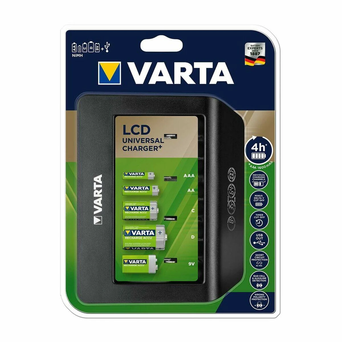 Varta AAA/AA/C/D/9V elementų kroviklis LCD Universal Charger Plus 57688