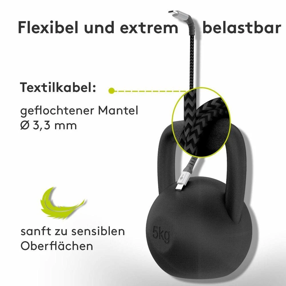 Goobay Textile Lightning - USB laidas, 0,5 m, erdvinis pilkas