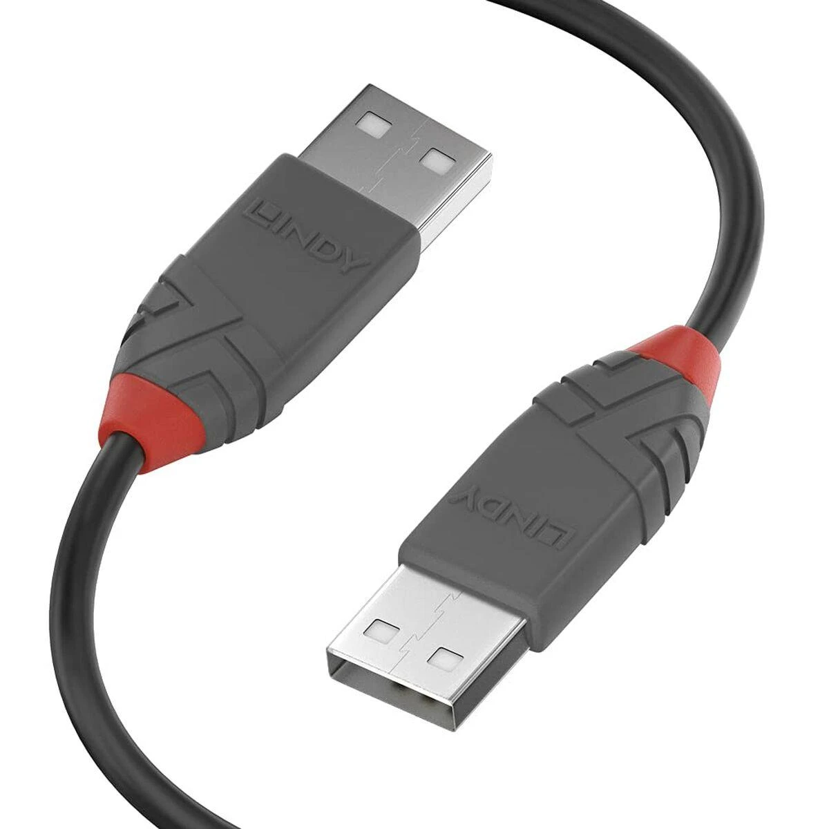 USB Kabelis - LINDY Anthra Line USB 2.0 Type A į A Laidas, M/M, 0.5 m, Juodas