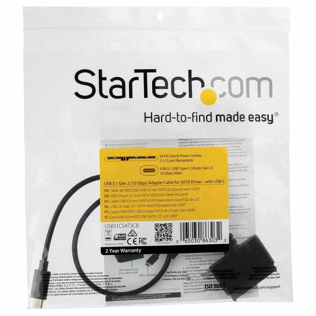 Kištukinis StarTech USB-C 3.2 Gen 2 - 2.5 "SATA (USB31CSAT3CB)