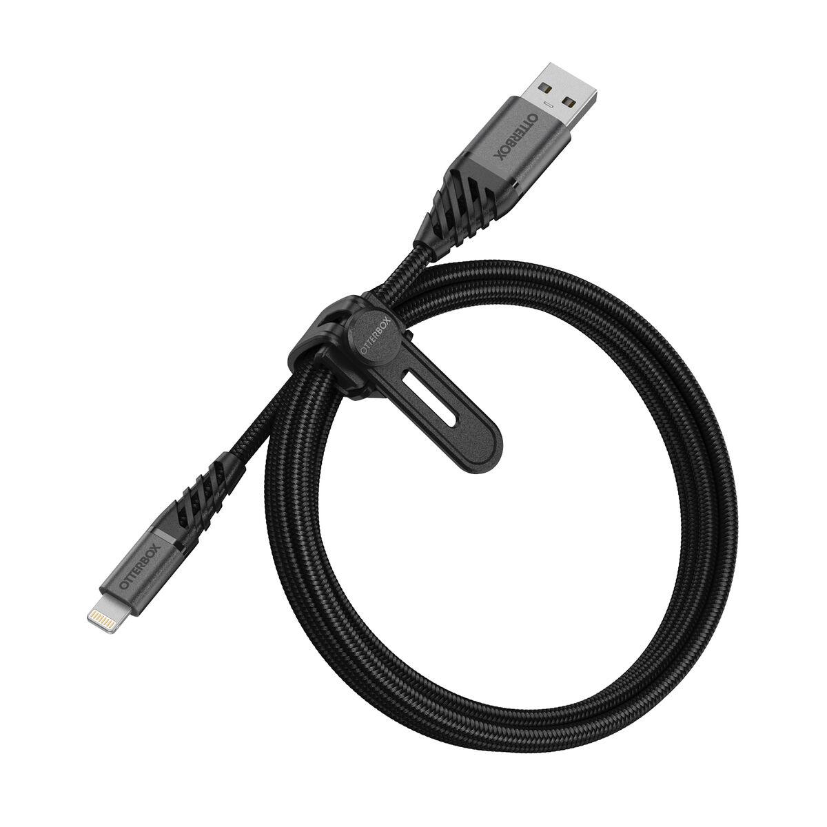 OTTERBOX PREMIUM CABLE USB A - LIGHTNING 1M Juodas