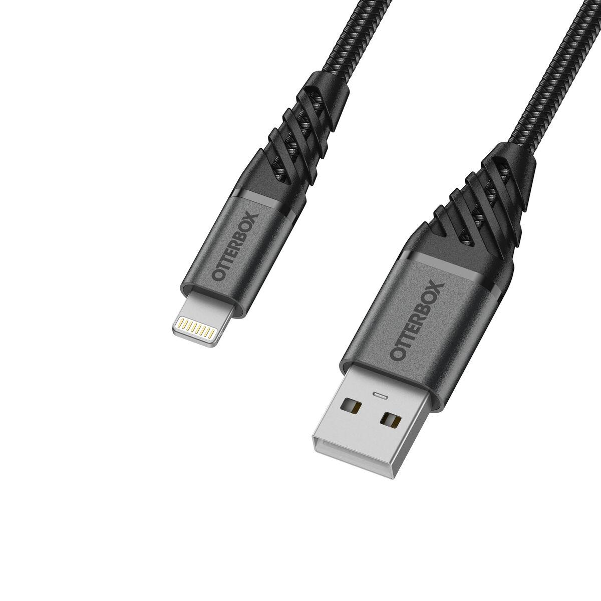 OTTERBOX PREMIUM CABLE USB A - LIGHTNING 1M Juodas