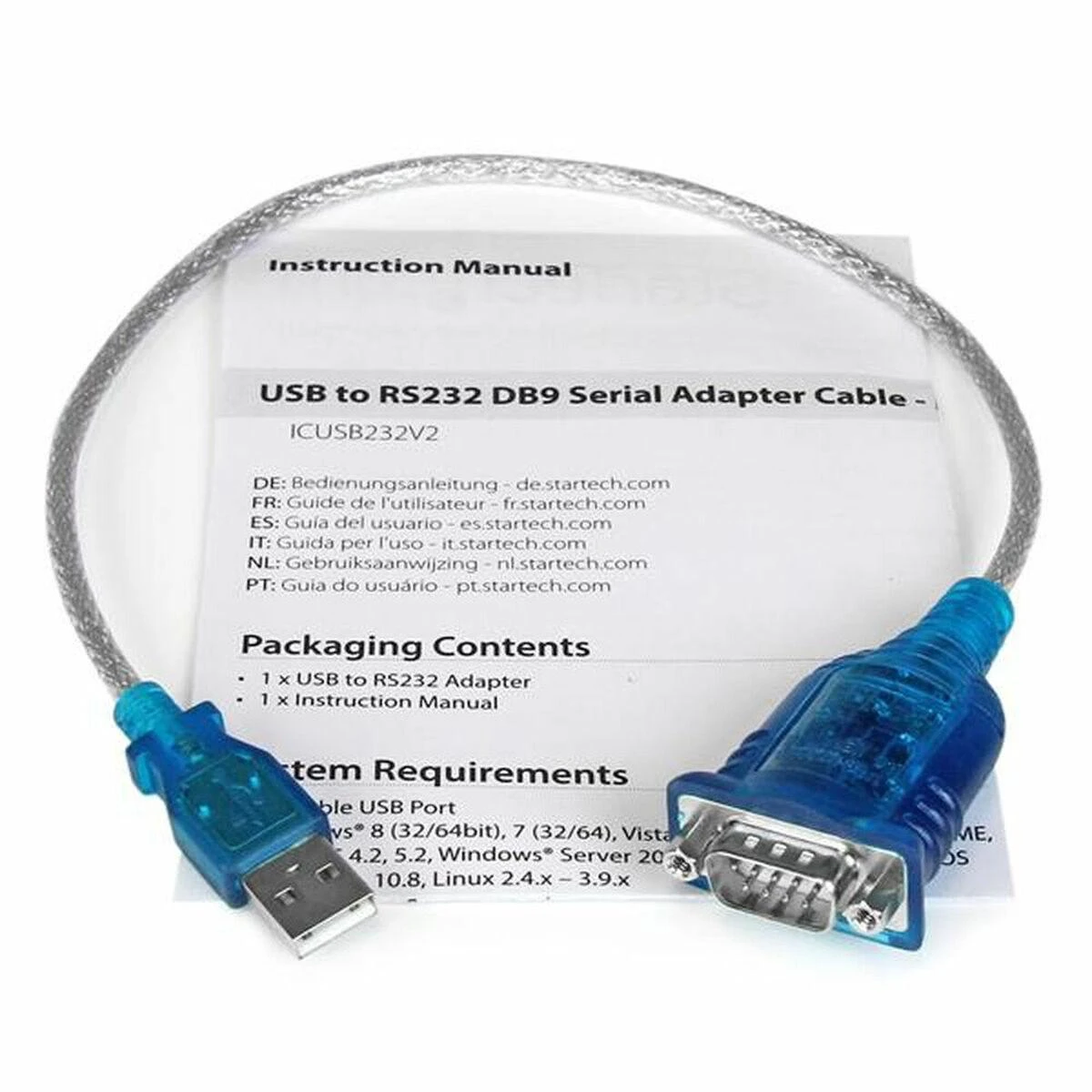 Kabelis USB StarTech USB-A – DB-9 0,4 m Permatomas (ICUSB232V2)