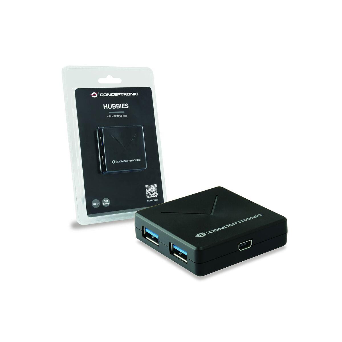 USB KONCENTRATORIUS „Conceptronic“ 4 x USB-A 3.0 (HUBBIES02B)