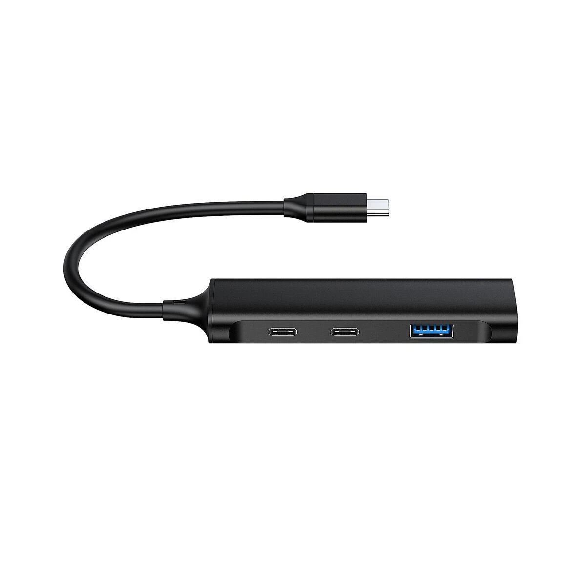 Juodas USB-C šakotuvas su laidu